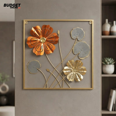 Golden Floral Metal Wall Frame