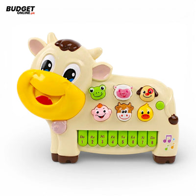 Colorful Musical Cow Piano Toy With Lights