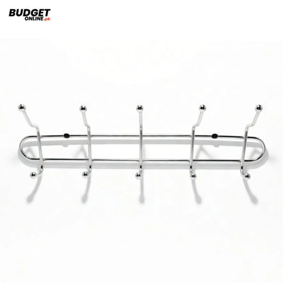Silver Stainless Steel Wall Hook Rack, 5 Hooks