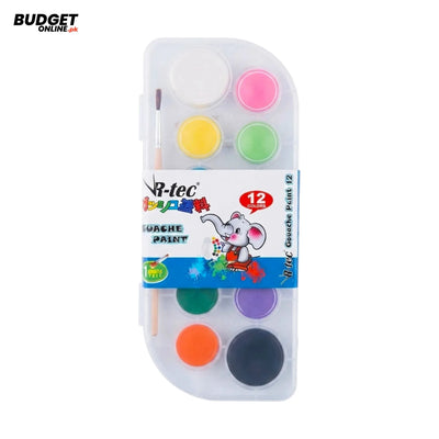 R-Tec 12-Color Watercolor Set With Brush
