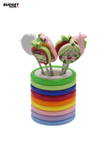 Fruit-Shaped Plastic Fork Set With Holder
