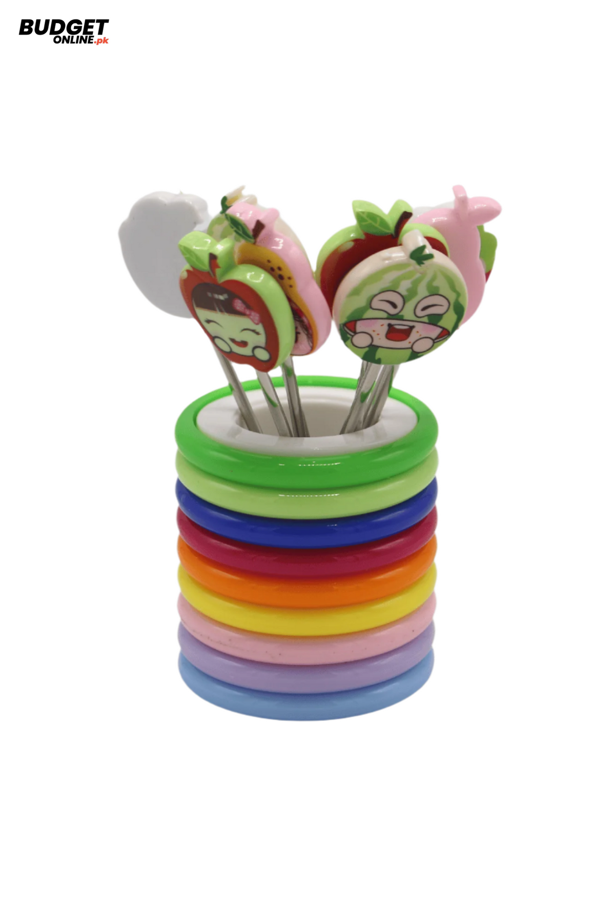 Fruit-Shaped Plastic Fork Set With Holder