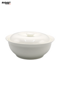 White Ceramic Serving Bowl With Lid 9.4 Inch