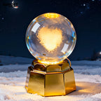 3D Crystal Globe Table Lamp with Golden Base