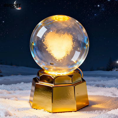 3D Crystal Globe Table Lamp with Golden Base