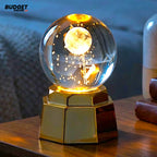 3D Crystal Globe Table Lamp with Golden Base