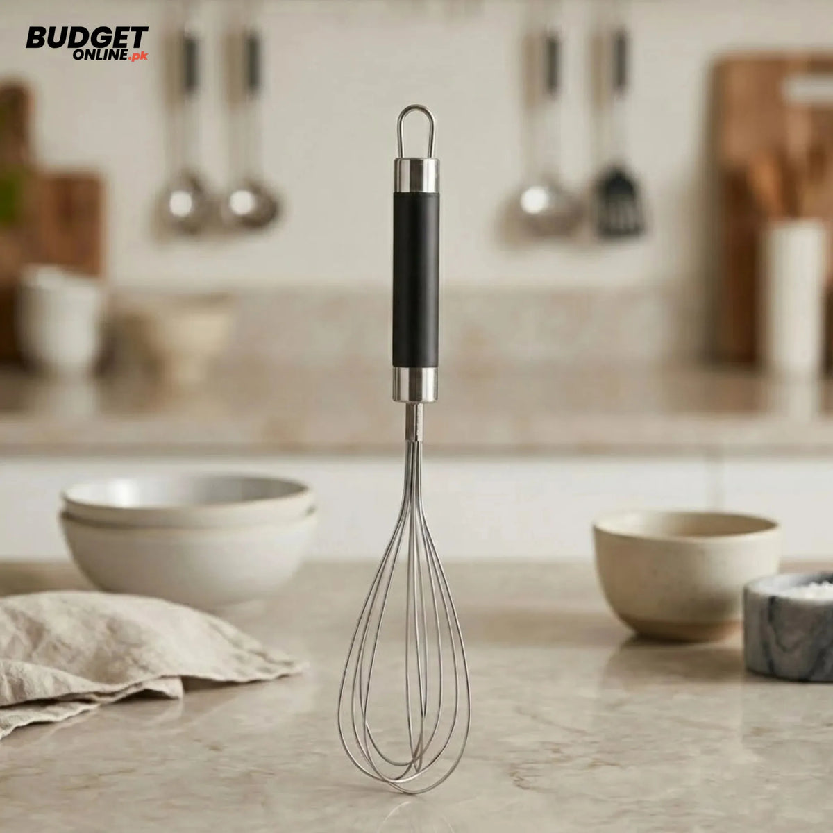 Adoral Stainless Steel Egg Beater with Black Handle