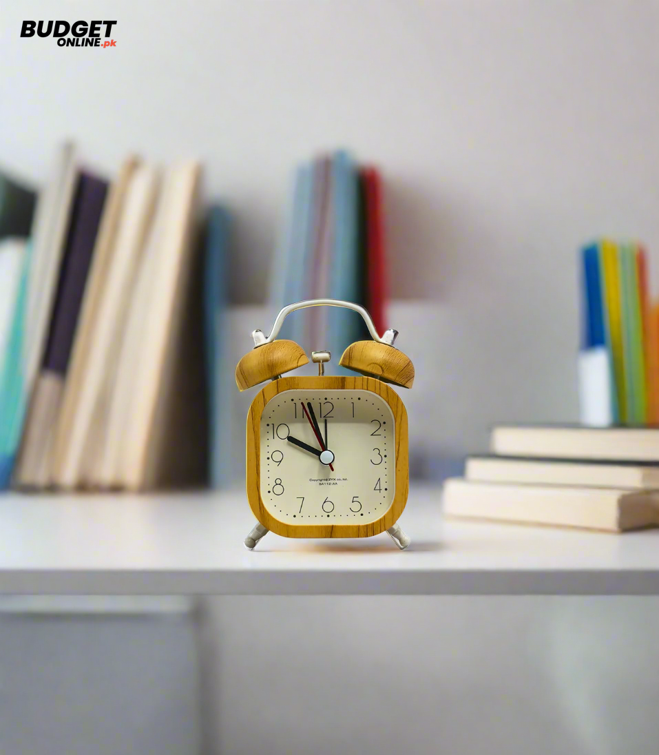 Wooden-Style Square Alarm Clock