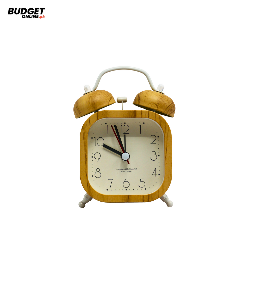 Wooden-Style Square Alarm Clock