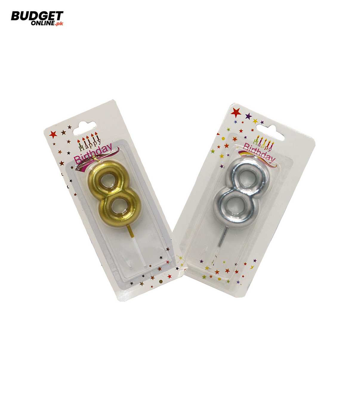Number 8 Birthday Candle - Gold or Silver