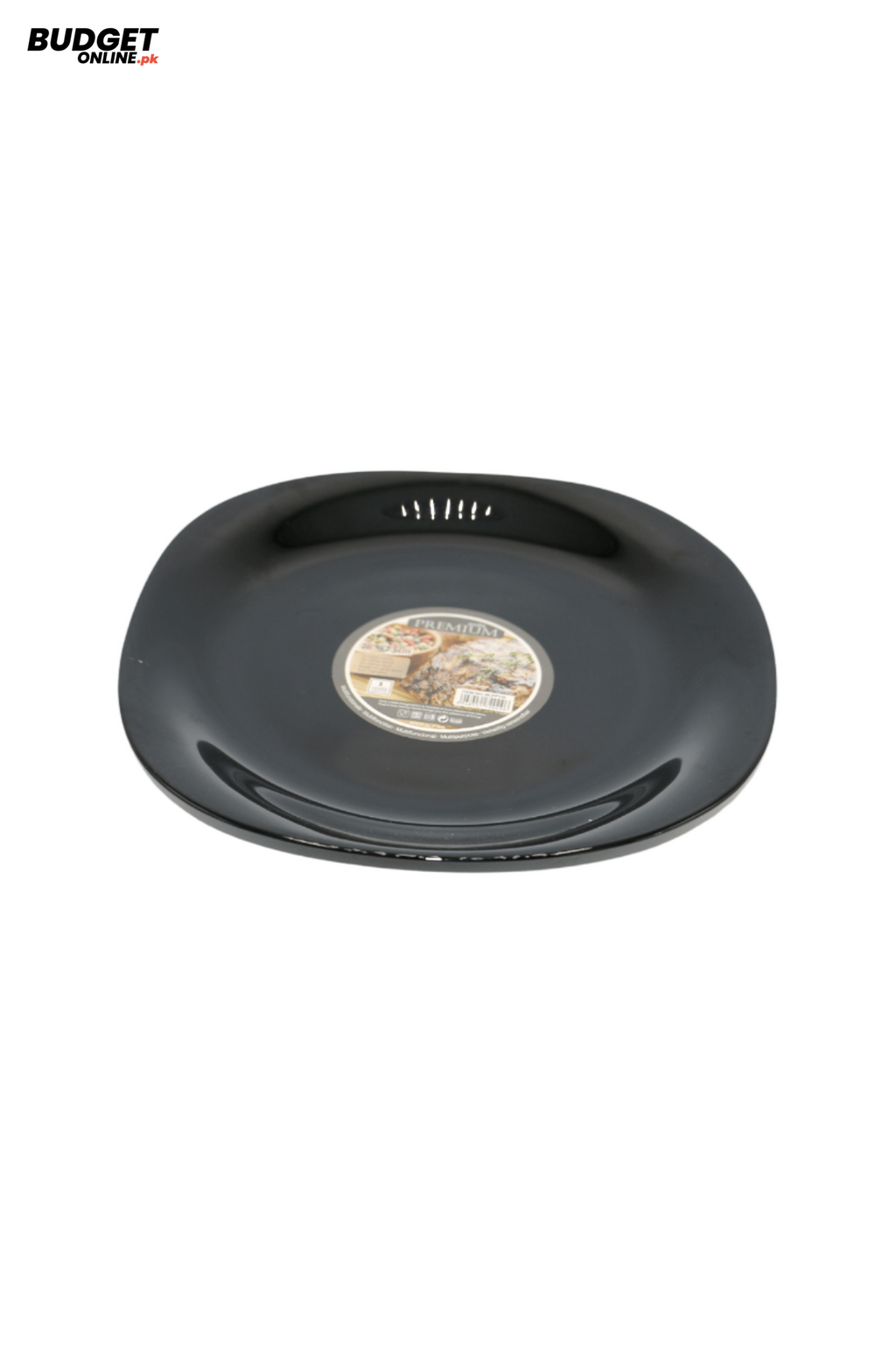 Black Marble-Style Square Rice Plate 11 Inch