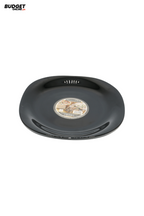 Black Marble-Style Square Rice Plate 11 Inch
