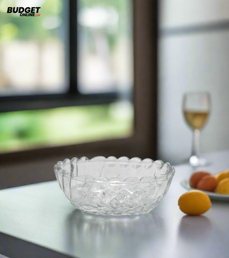 Pine Pattern Glass Serving Bowl