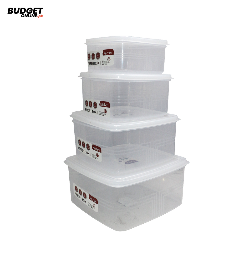4-Piece Square Plastic Storage Box Set