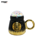 Black And Gold Ceramic Mug With Lid