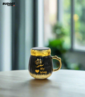 Black Ceramic My King Mug With Lid