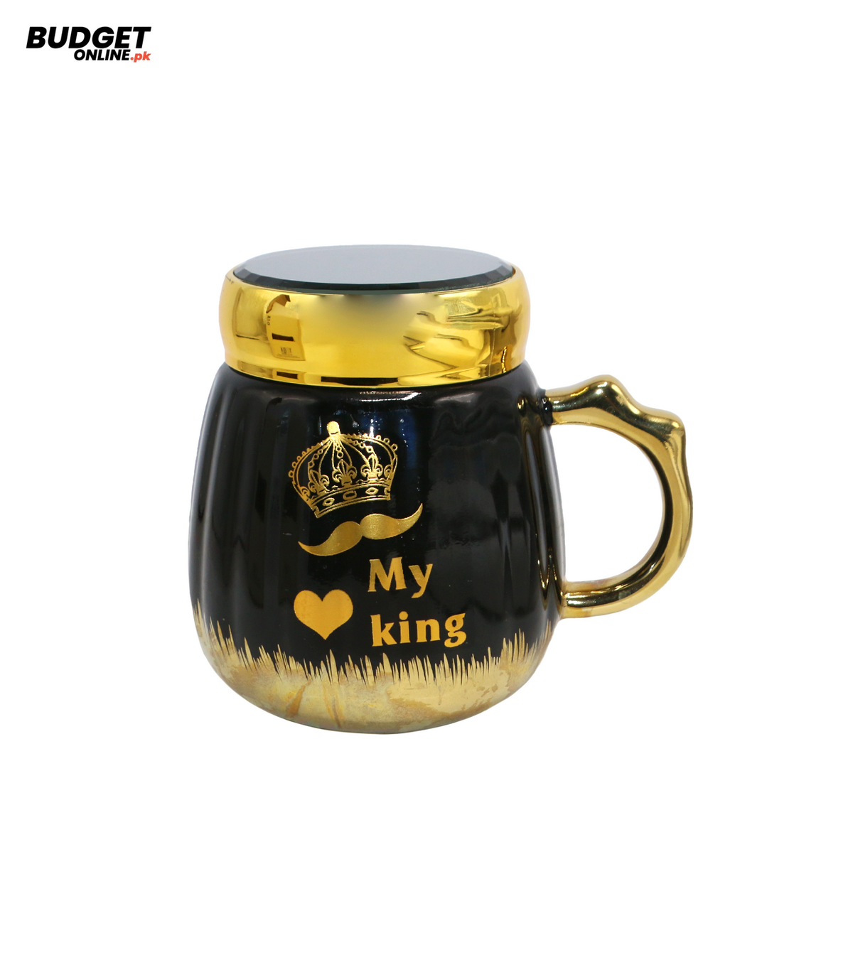 Black Ceramic My King Mug With Lid