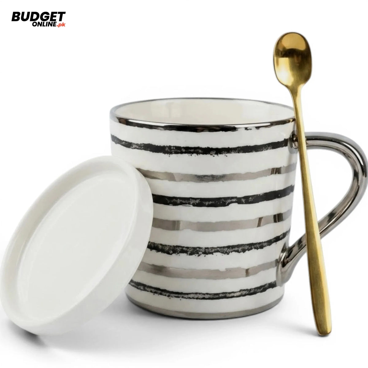 Ceramic Mug With Lid And Spoon