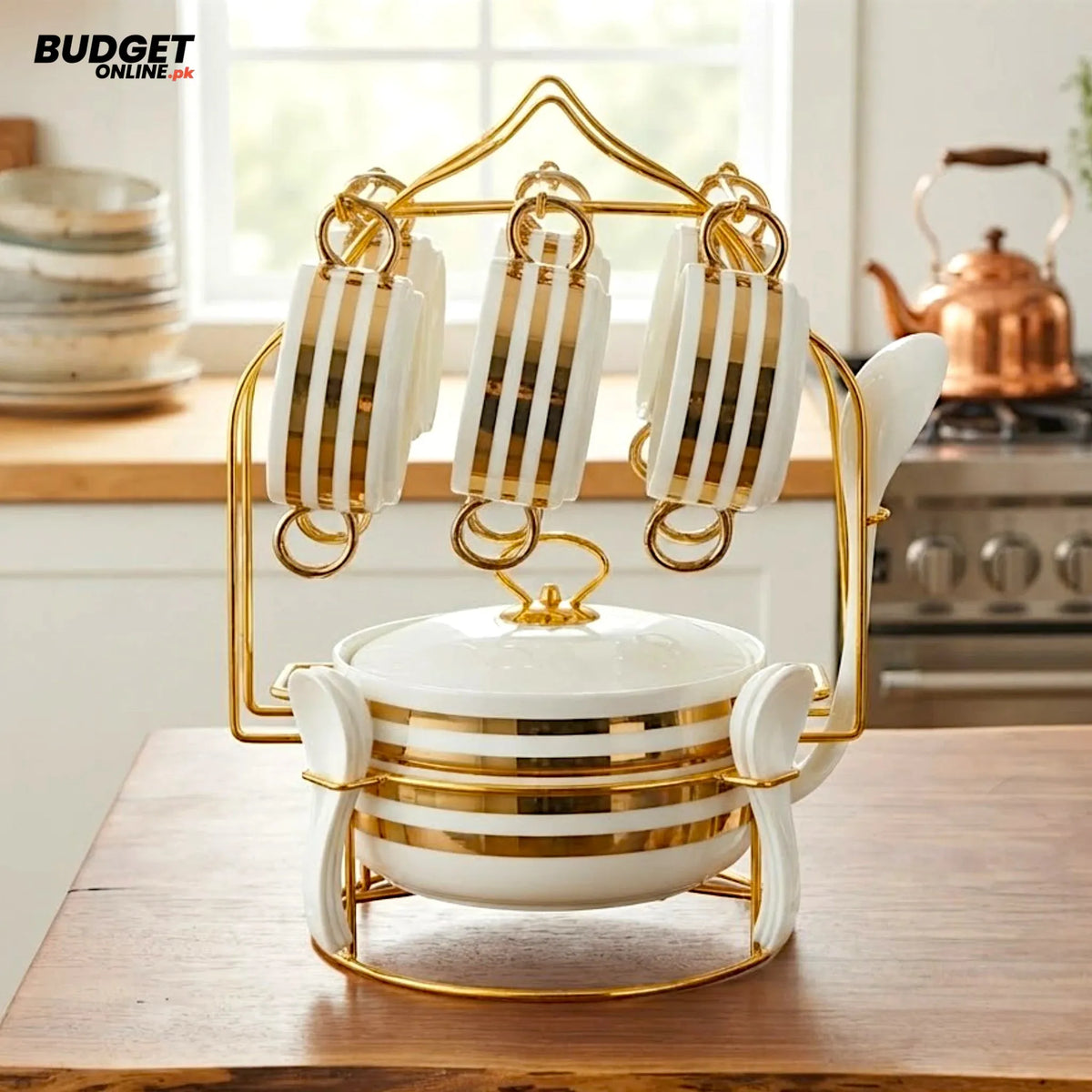 16-Piece Golden Line Ceramic Soup Set
