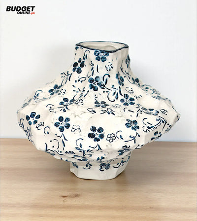 Blue & White Floral Ceramic Table Vase