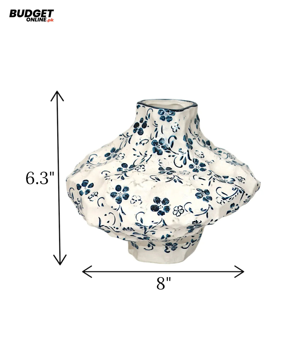 Blue & White Floral Ceramic Table Vase