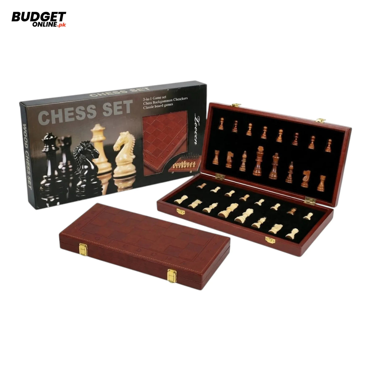 Wooden 3-in-1 Chess Game Set 40cm