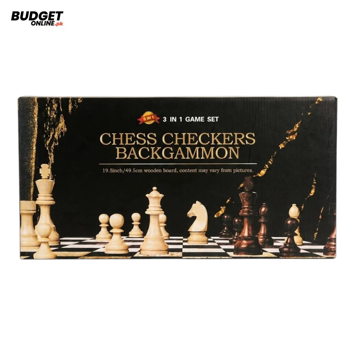 Wooden 3-in-1 Chess, Checkers & Backgammon Set
