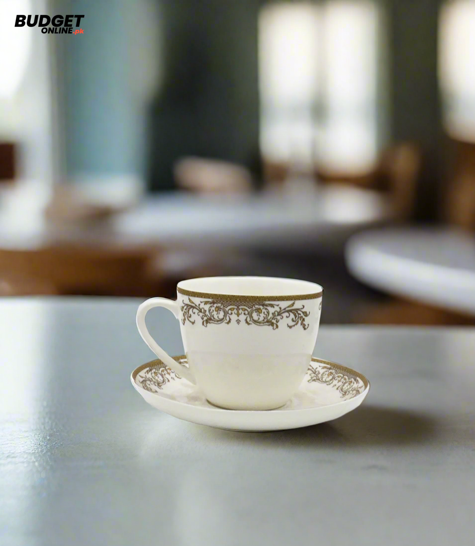 Elegant Gold Pattern Cup And Saucer Set