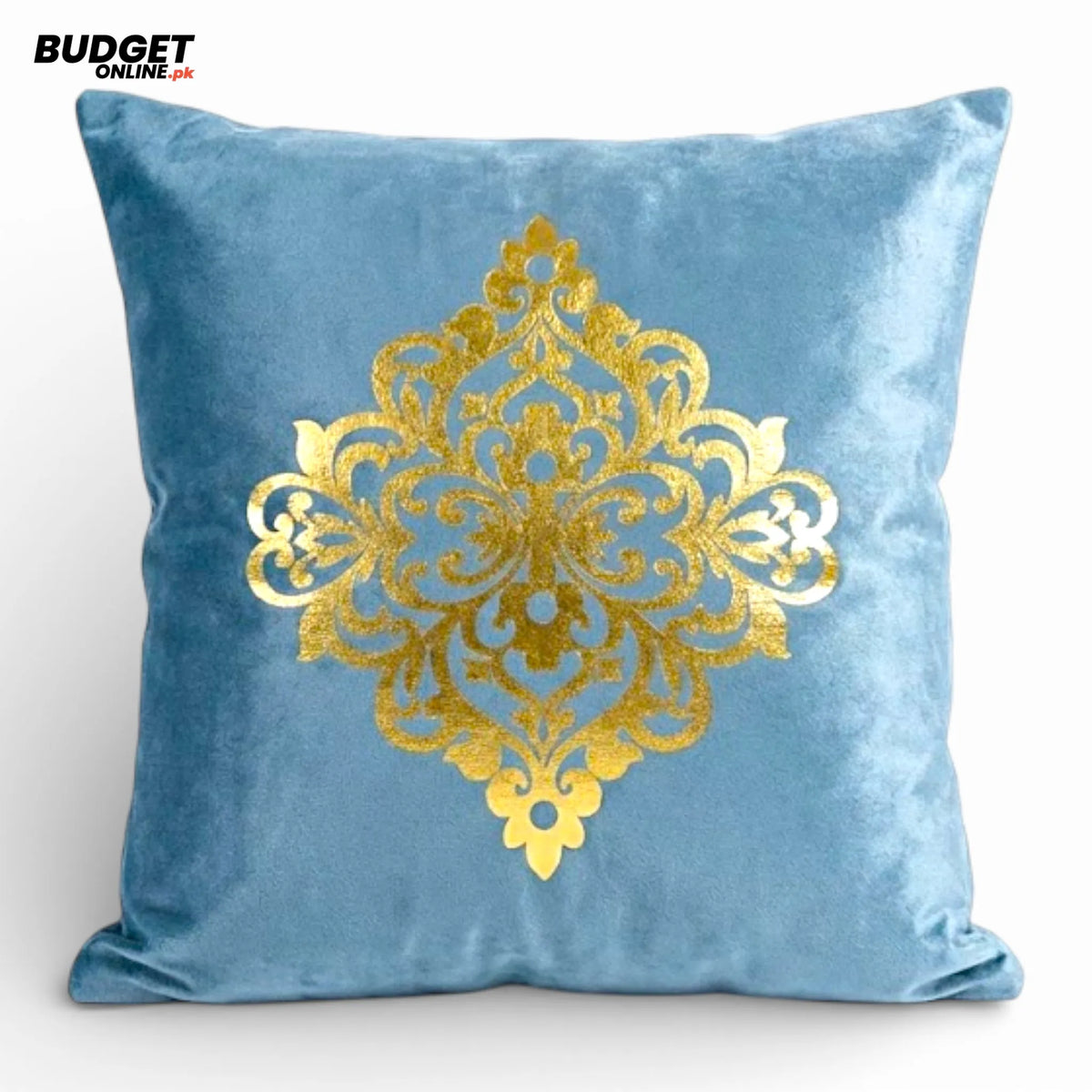Velvet Cushion Cover With Gold Motif