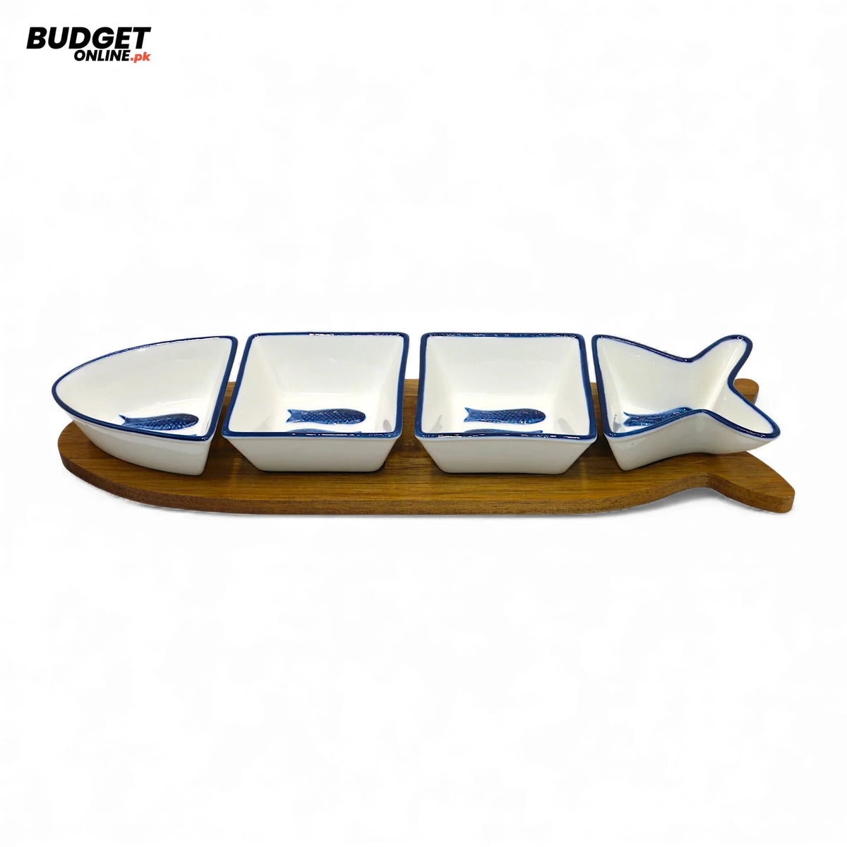 Four-Piece Fish-Shaped China Serving Bowl Set