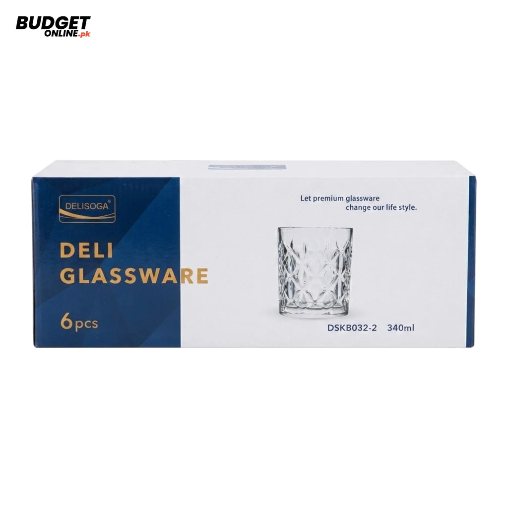 Deli Patterned Glass Tumbler Set, 6 Pieces