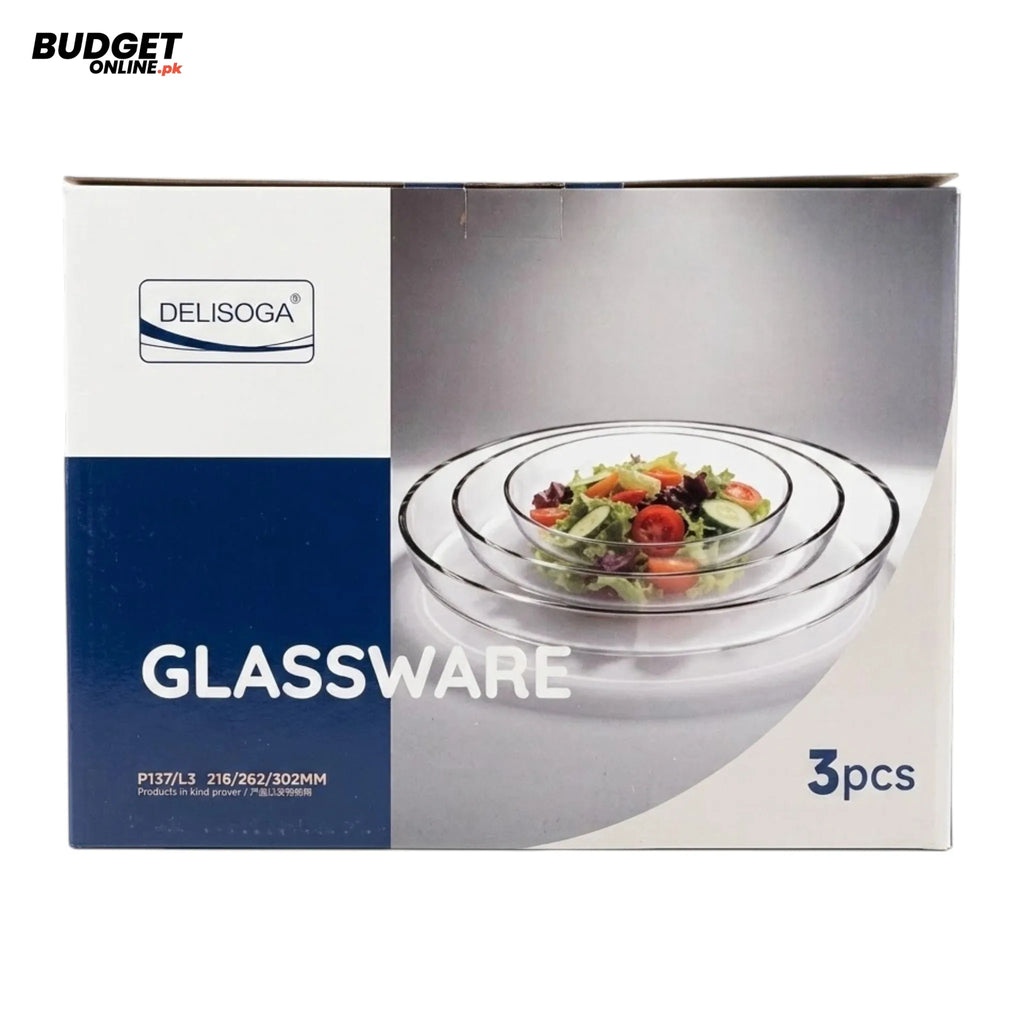 3-Piece Clear Glass Serving Dish Set