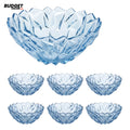 Blue Glass Fruit Bowl Set – 7 Pieces