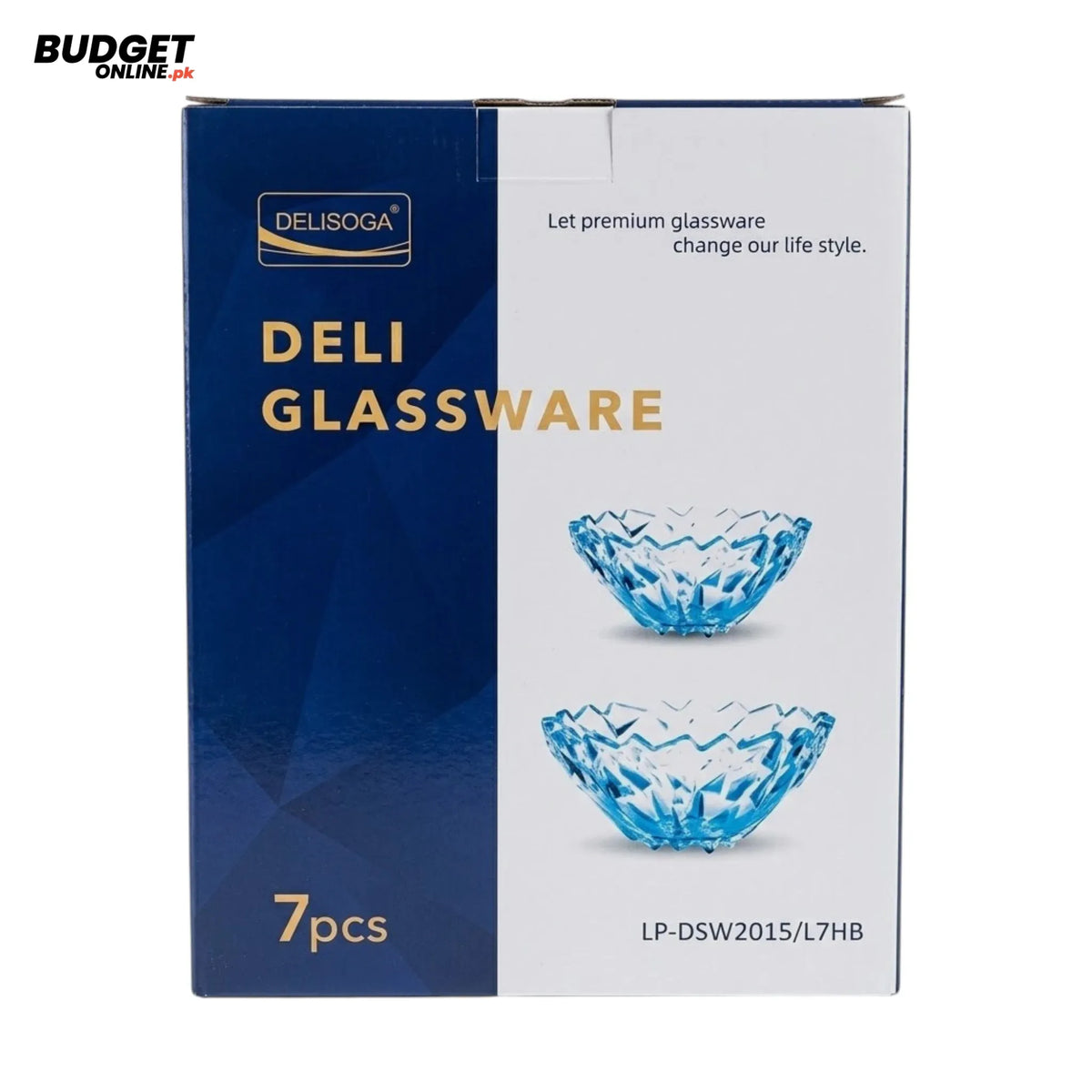 Blue Glass Fruit Bowl Set – 7 Pieces