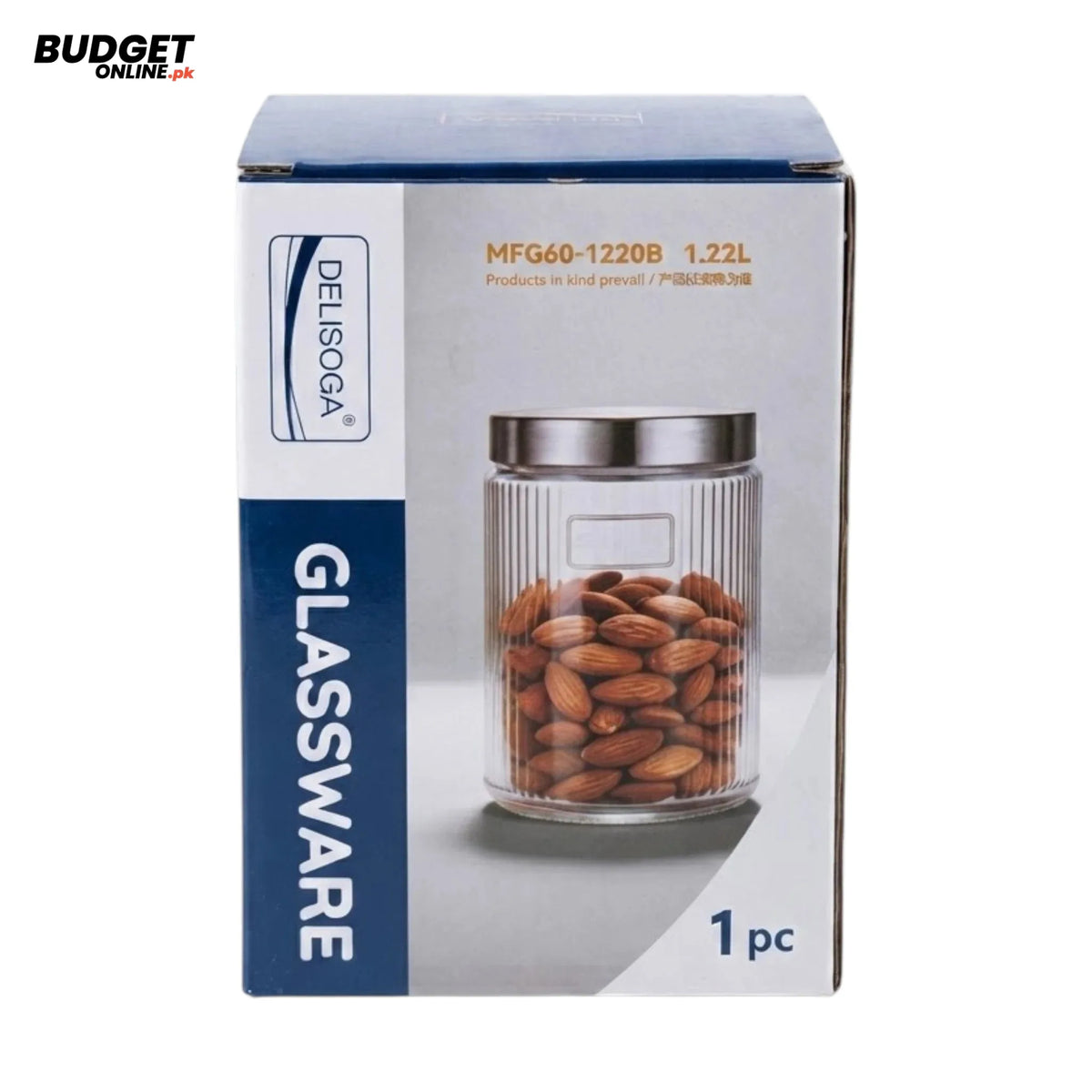 Ribbed Glass Storage Jar 1.22L