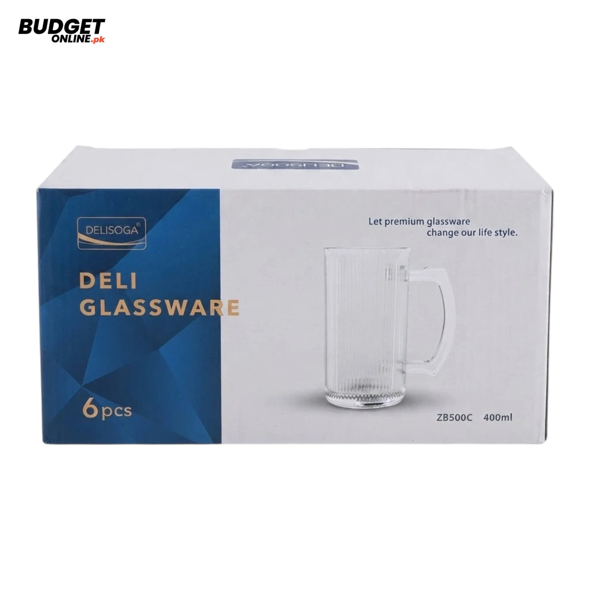Deli Ribbed Glass Mug 400ml