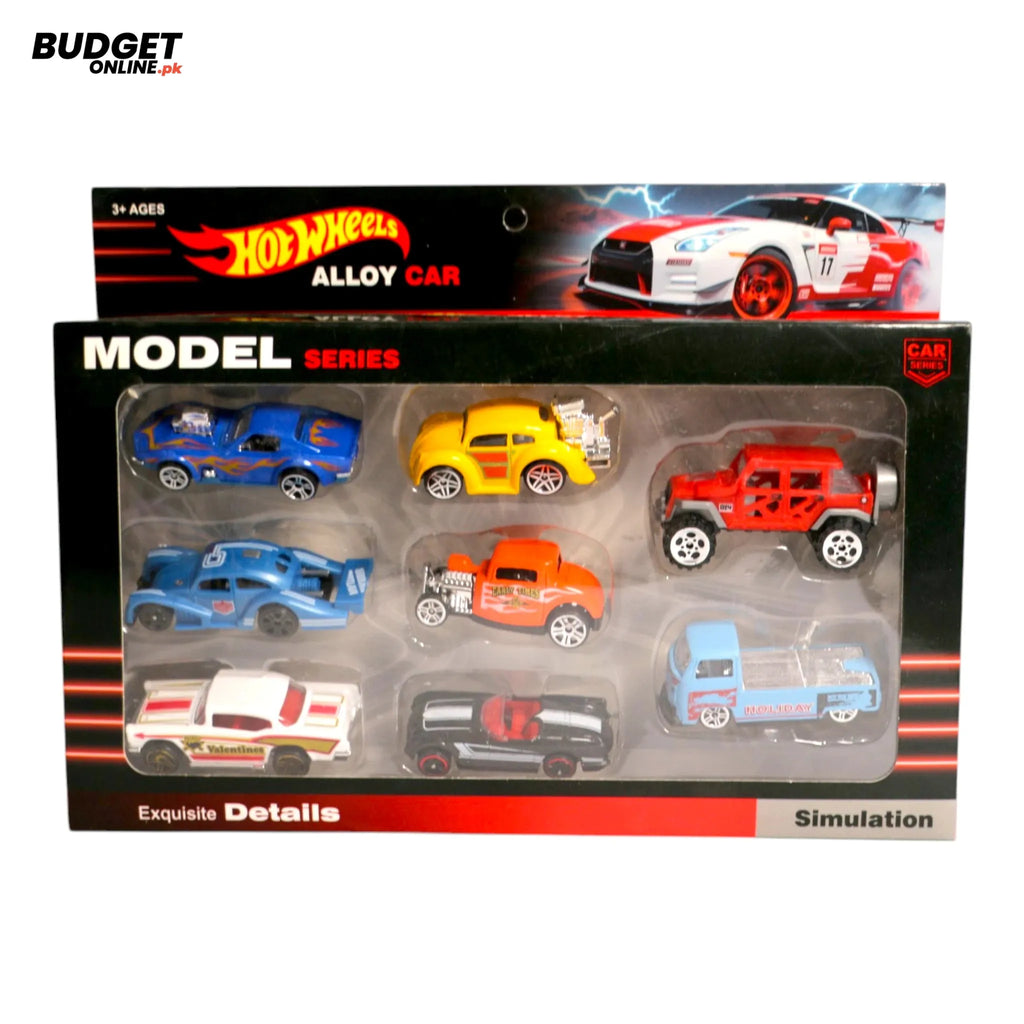 Die-Cast Metal Car Set With 8 Colorful Cars