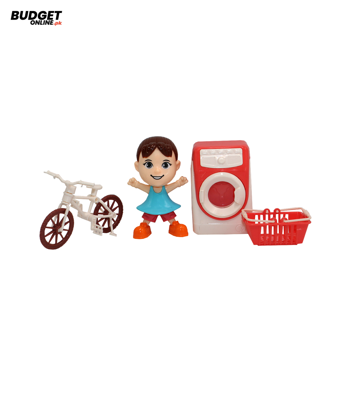 Doll Play Set With Bicycle And Laundry Accessories
