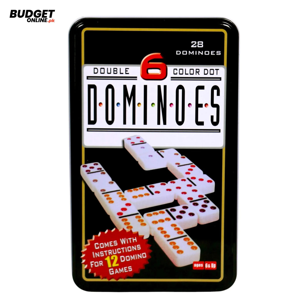 Double-Six Dominoes Tin Set, 28 Pieces