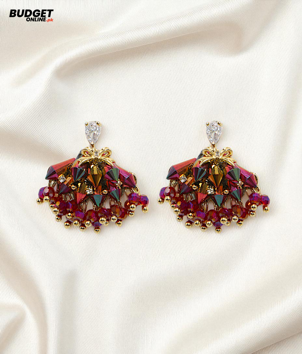 Gold-Plated Crystal Pearl Drop Earrings