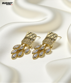 Square Leaf Stone Drop Earrings