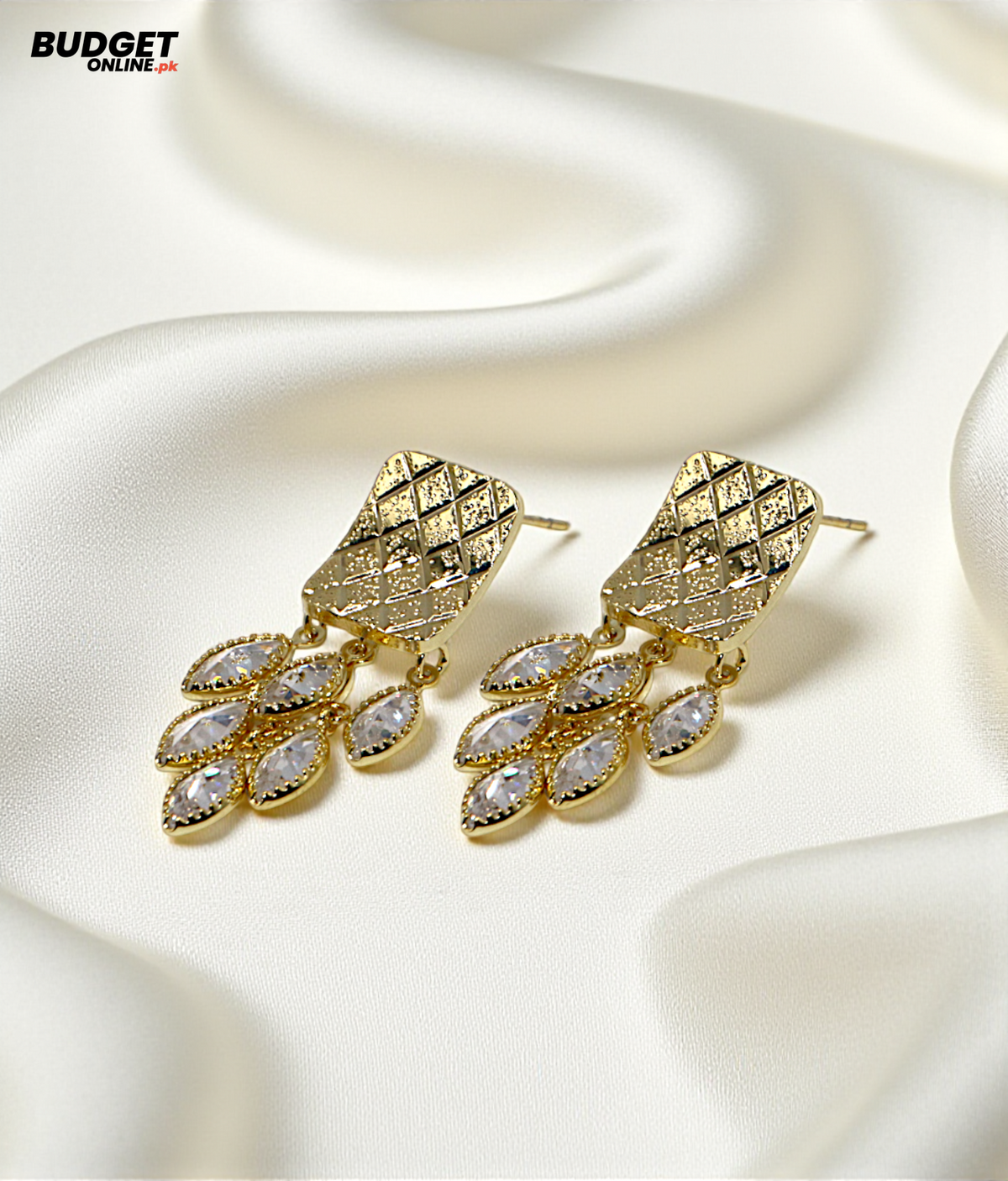 Square Leaf Stone Drop Earrings