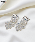 Square Leaf Stone Drop Earrings