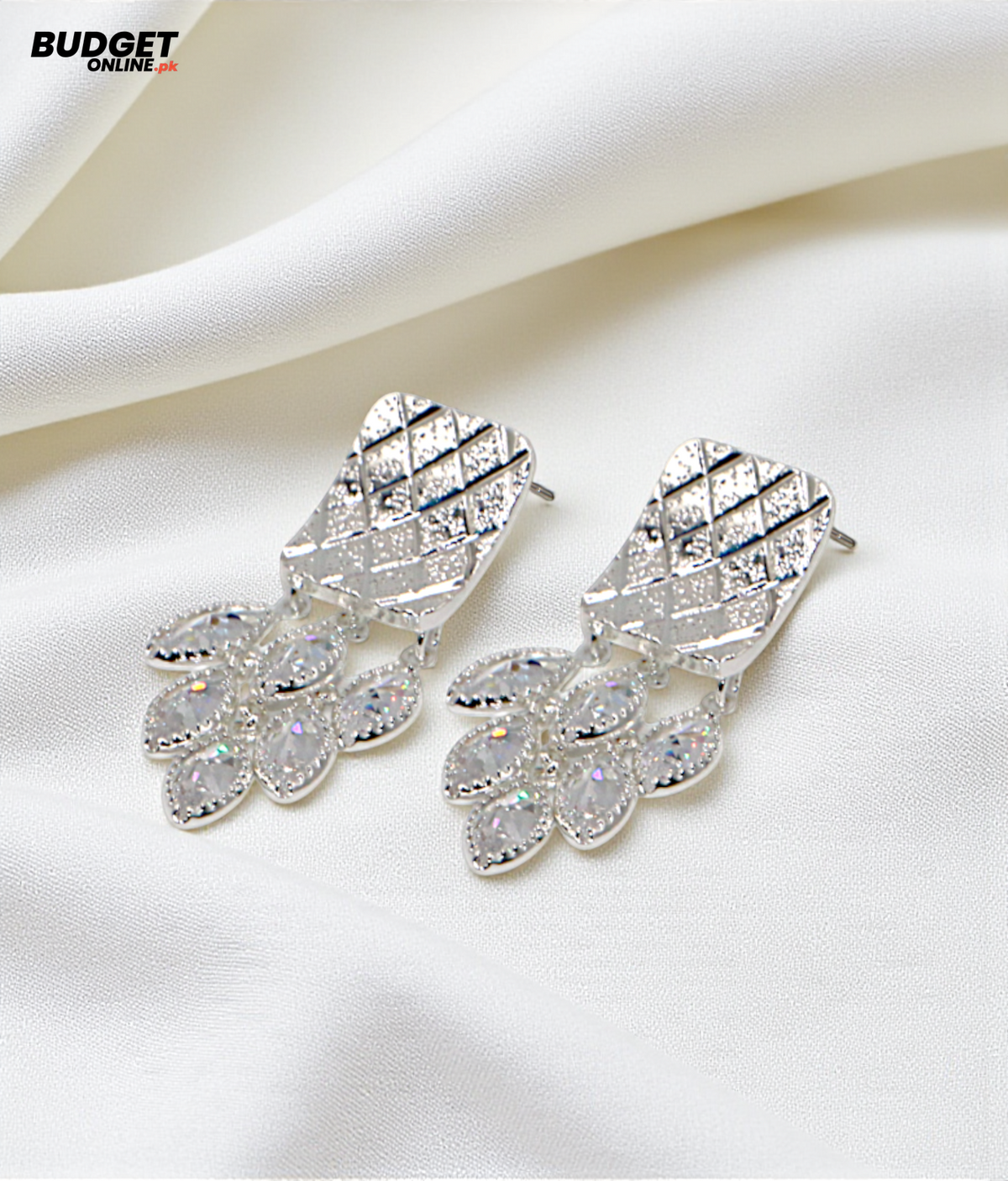 Square Leaf Stone Drop Earrings