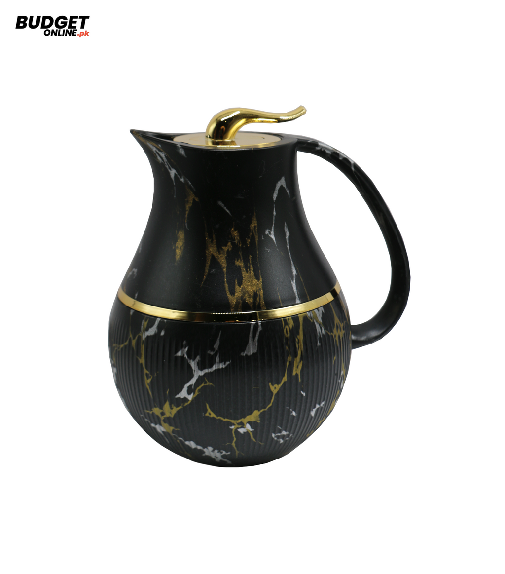 1 Litre Decorative Thermos Flask – Black & Gold