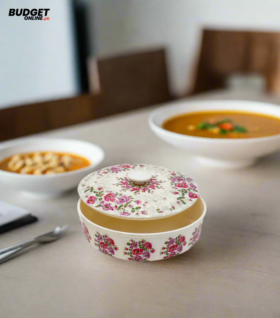 Floral Printed Food Bowl With Lid