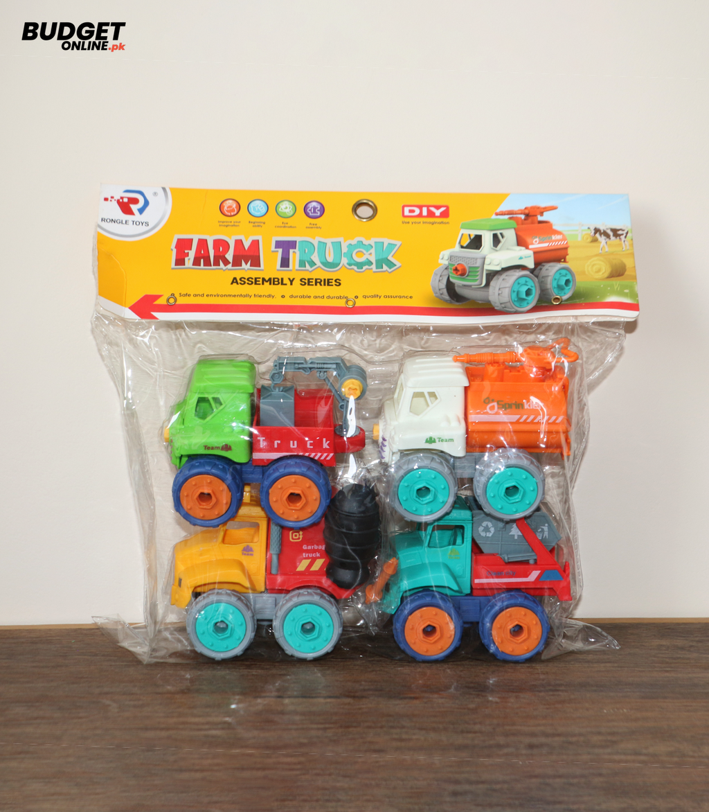Friction-Powered Farm Truck Set of 4