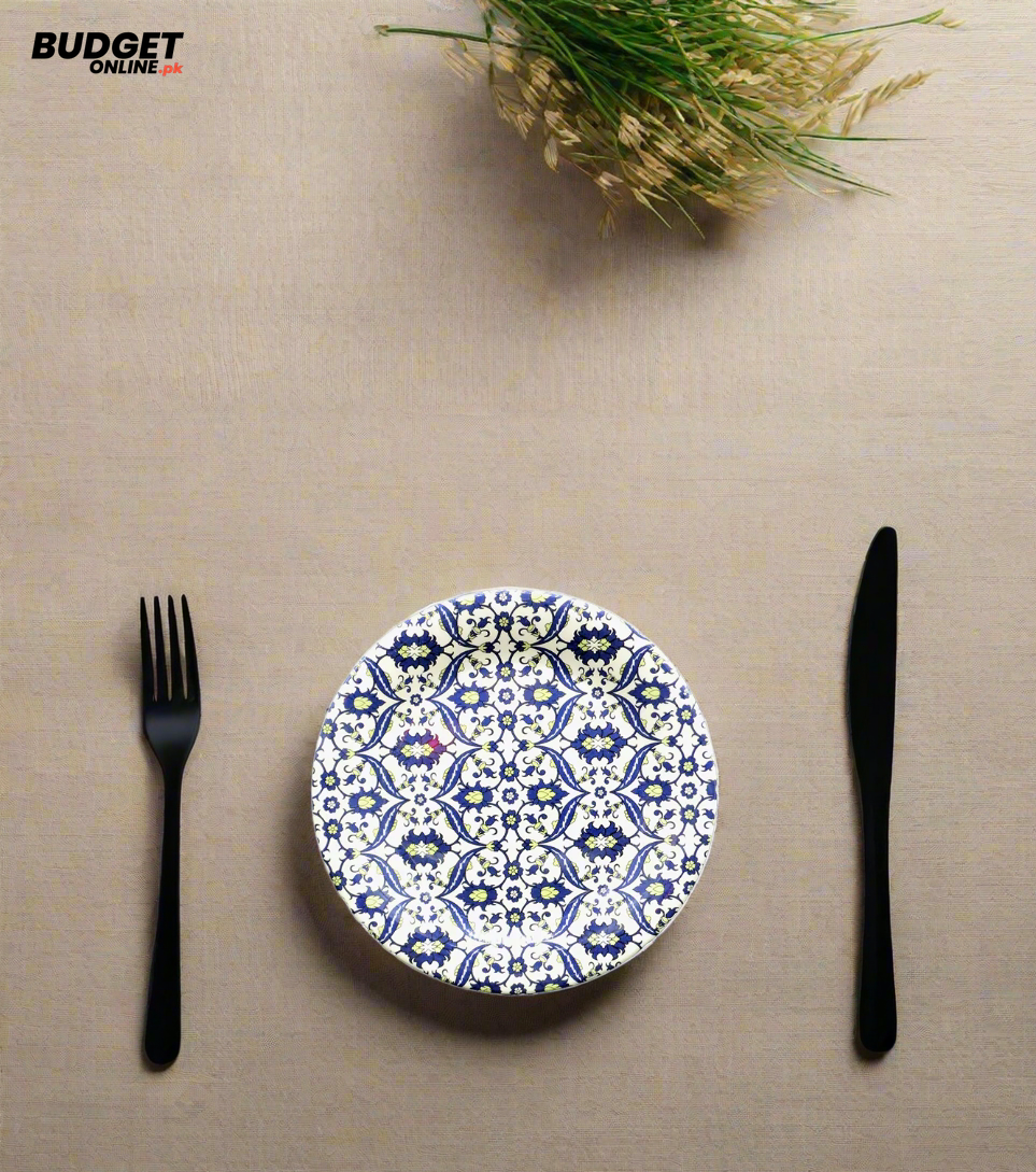 Blue Floral Print Rice Plate