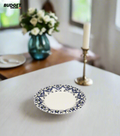 Blue Floral Print Soup Plate