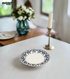Blue Floral Print Soup Plate